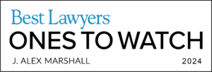 Alex Marshall's Best Lawyers in America's Ones to Watch 2024 badge