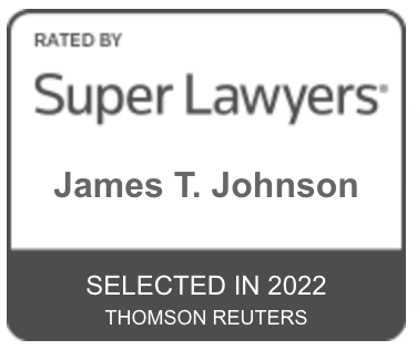 Rectangular Badge signifying James Johnson's selection to North Carolina Super Lawyers for 2022